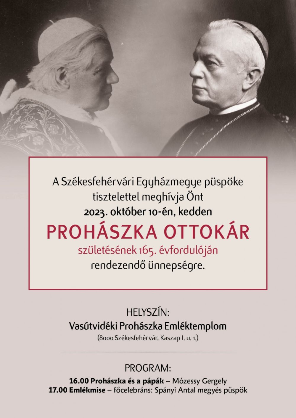 A 165 éve született Prohászka Ottokár püspökre emlékeznek kedden