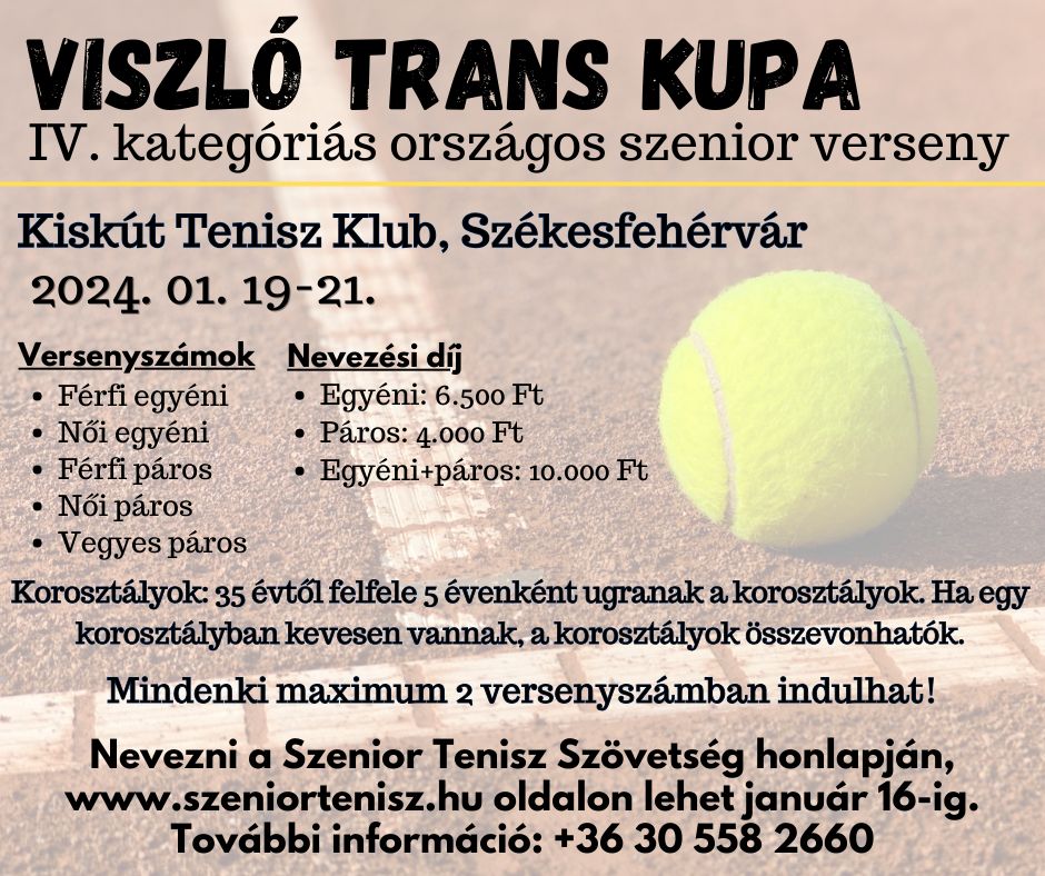 Országos szenior teniszversenyt rendeznek a Kiskúton