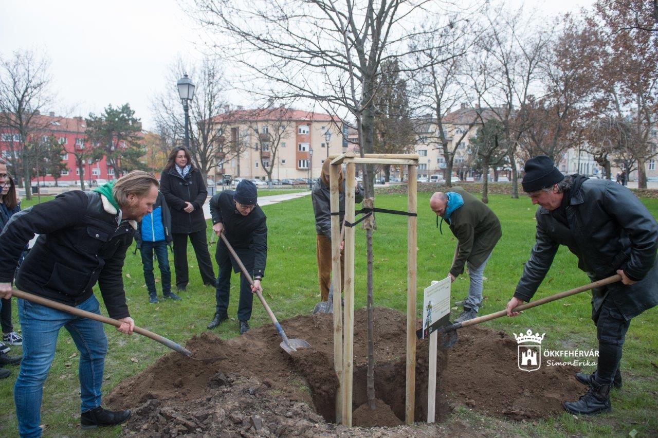 Almafa ültetés a Vörösmarty Színházzal a Jávor Ottó téren