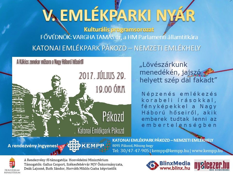 Interaktív játékkal és Kákics koncerttel folytatódik az Emlékparki Nyár