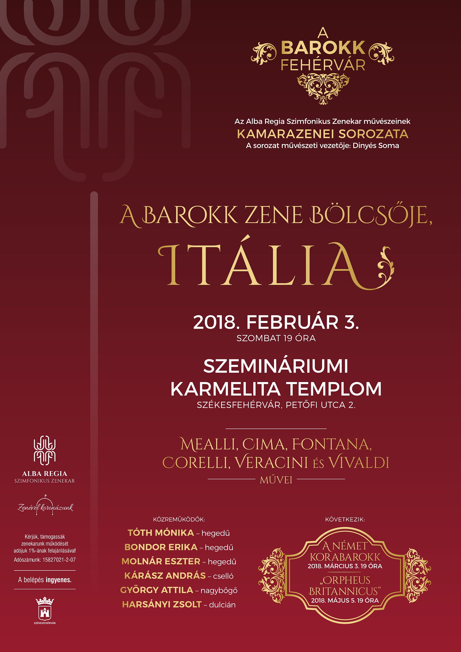 Ingyenes barokk koncertsorozatot indít az Alba Regia Szimfonikus Zenekar