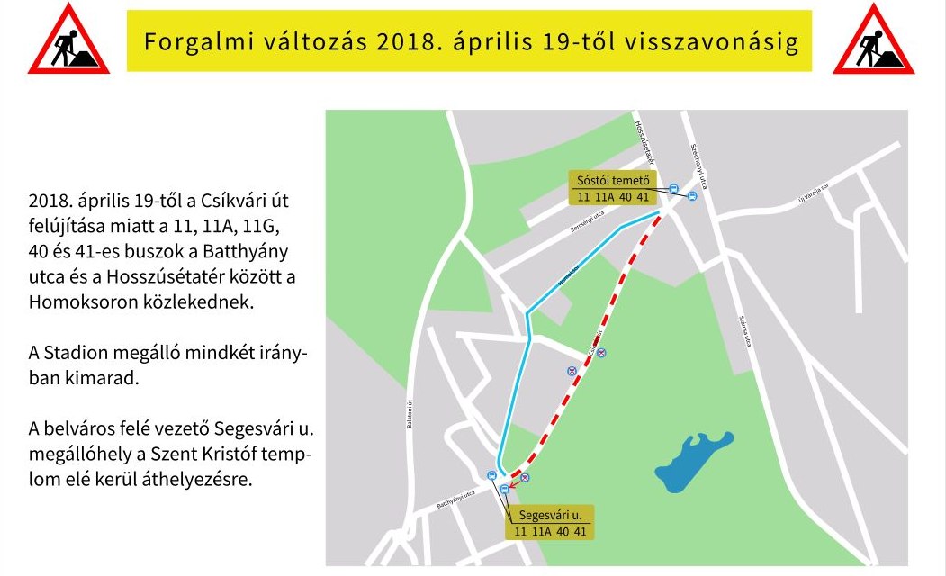 Kezdődik a Csíkvári út felújítása - a munkálatok alatt terelőúton közlekednek a buszok