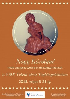 Nagy Károlyné szobrai és dísztárgyai a Tolnai utcai Tagkönyvtárban