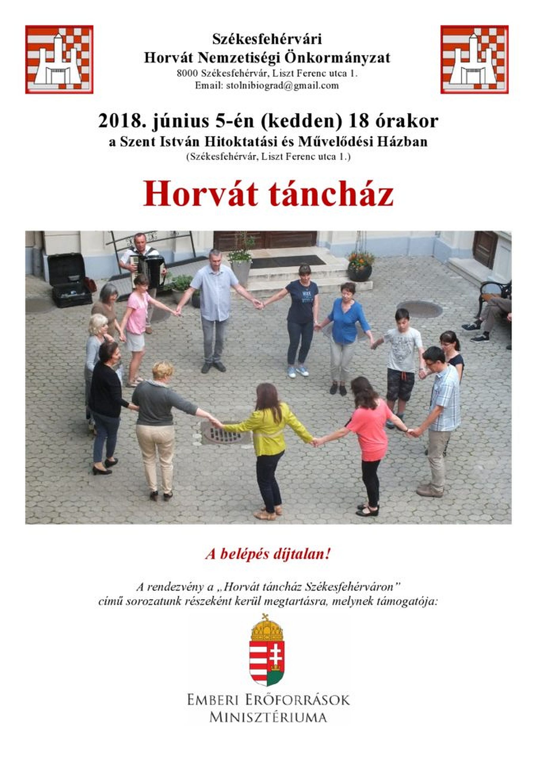 Horvát táncház lesz kedden a Szent István Művelődési Ház Díszudvarán