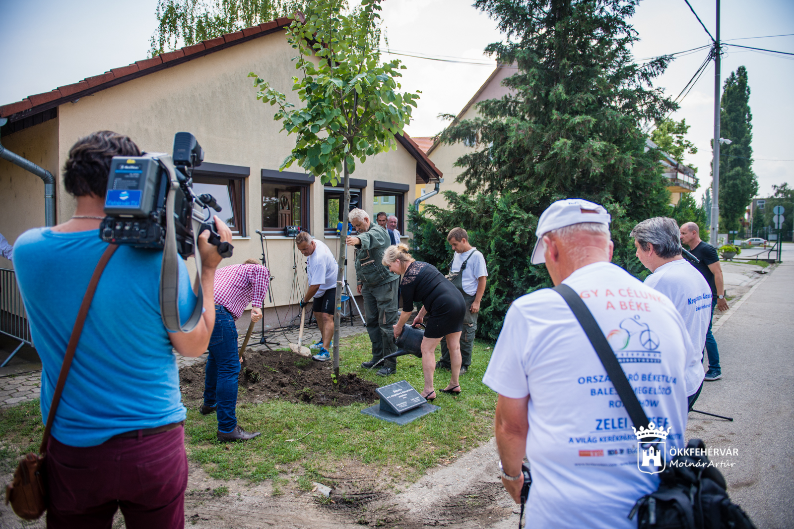 Békefát ültettek - Székesfehérvárra érkezett Zelei József, kerékpáros békenagykövet