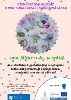 Kézműves foglalkozás a Tolnai utcai könyvtárban – a dekupázs technikát próbálhatjuk ki