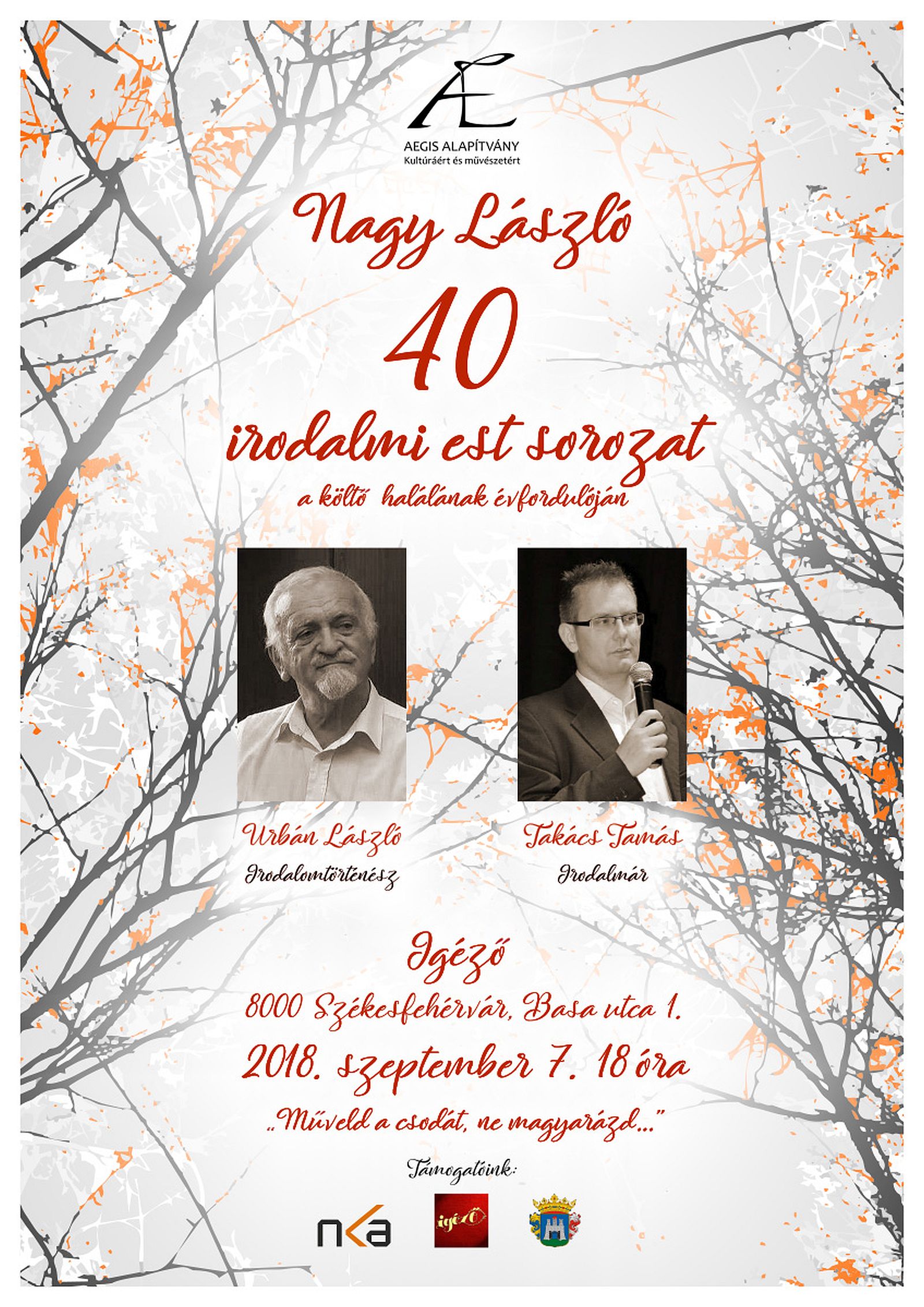 Fehérváron lesz a „Nagy László 40” irodalmi estek sorozatának első rendezvénye