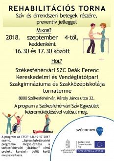 Ingyenes rehabilitációs torna minden kedden fél ötkor szívbetegeknek