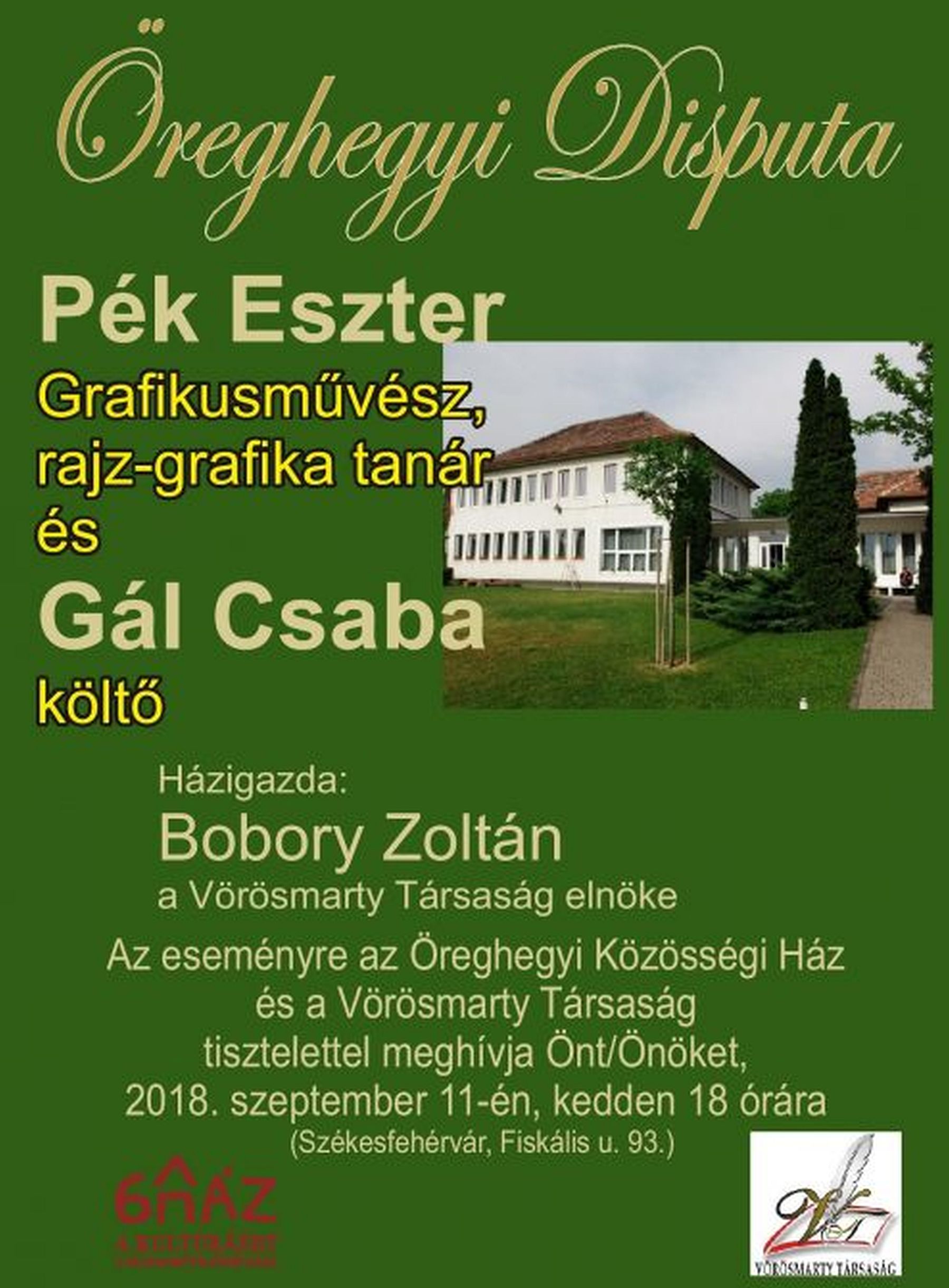 Pék Eszter, grafikus és Gál Csaba, költő lesznek az Öreghegyi Disputa vendégei
