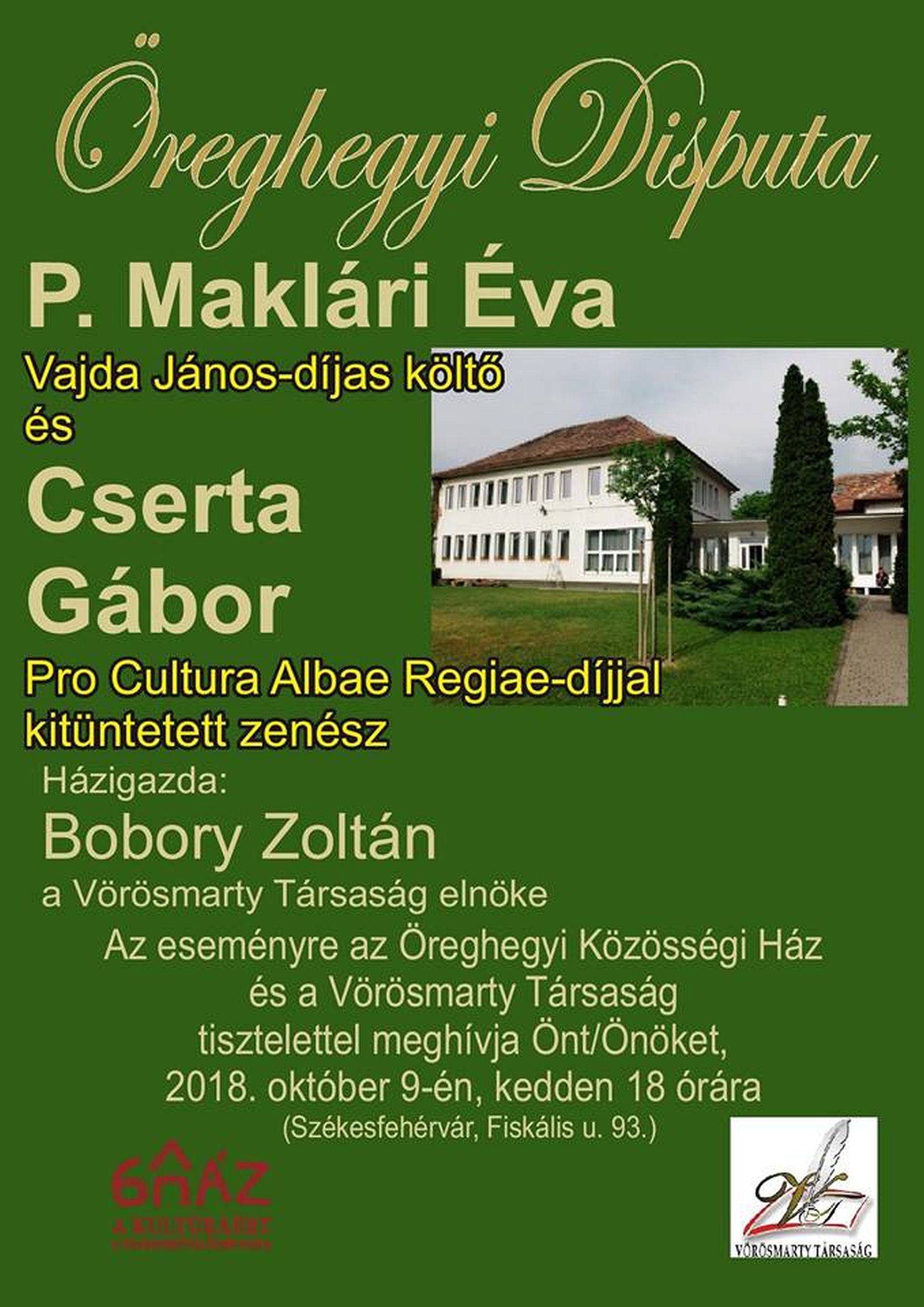 P. Maklári Éva és Cserta Gábor lesznek az Öreghegyi Disputa vendégei kedden