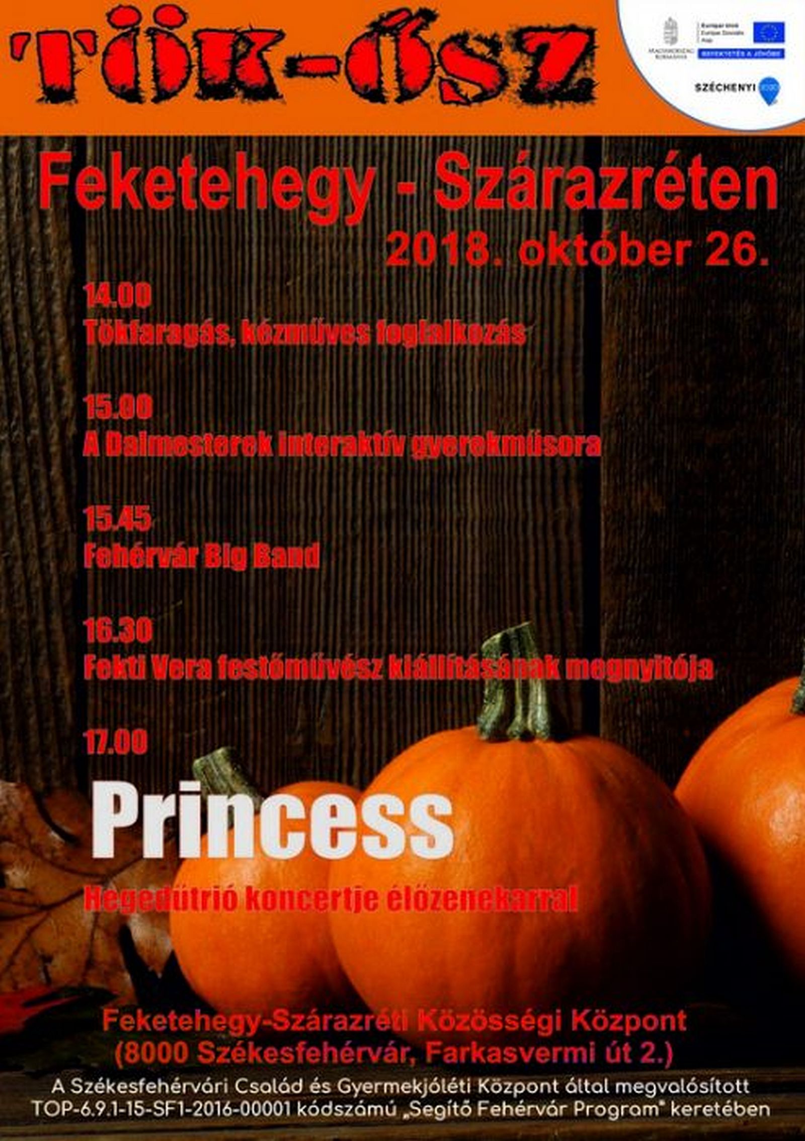 Tök-Ősz - családi nap lesz pénteken a Feketehegy-Szárazréti Közösségi Központban