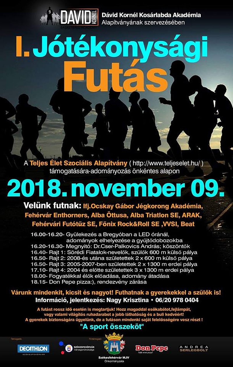 Pénteken a Bregyóban lesz a DKKA I. Jótékonysági Futása