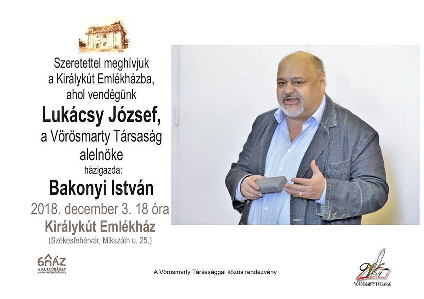 Dr. Lukácsy József lesz a hétfő esti beszélgetőtárs a Királykút Emlékházban