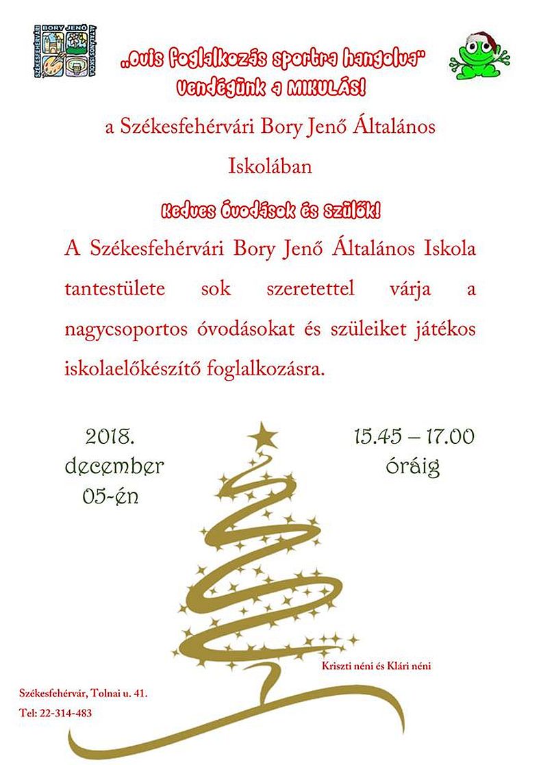 Mikulásváró program a leendő elsősöknek a Bory Jenő iskolában