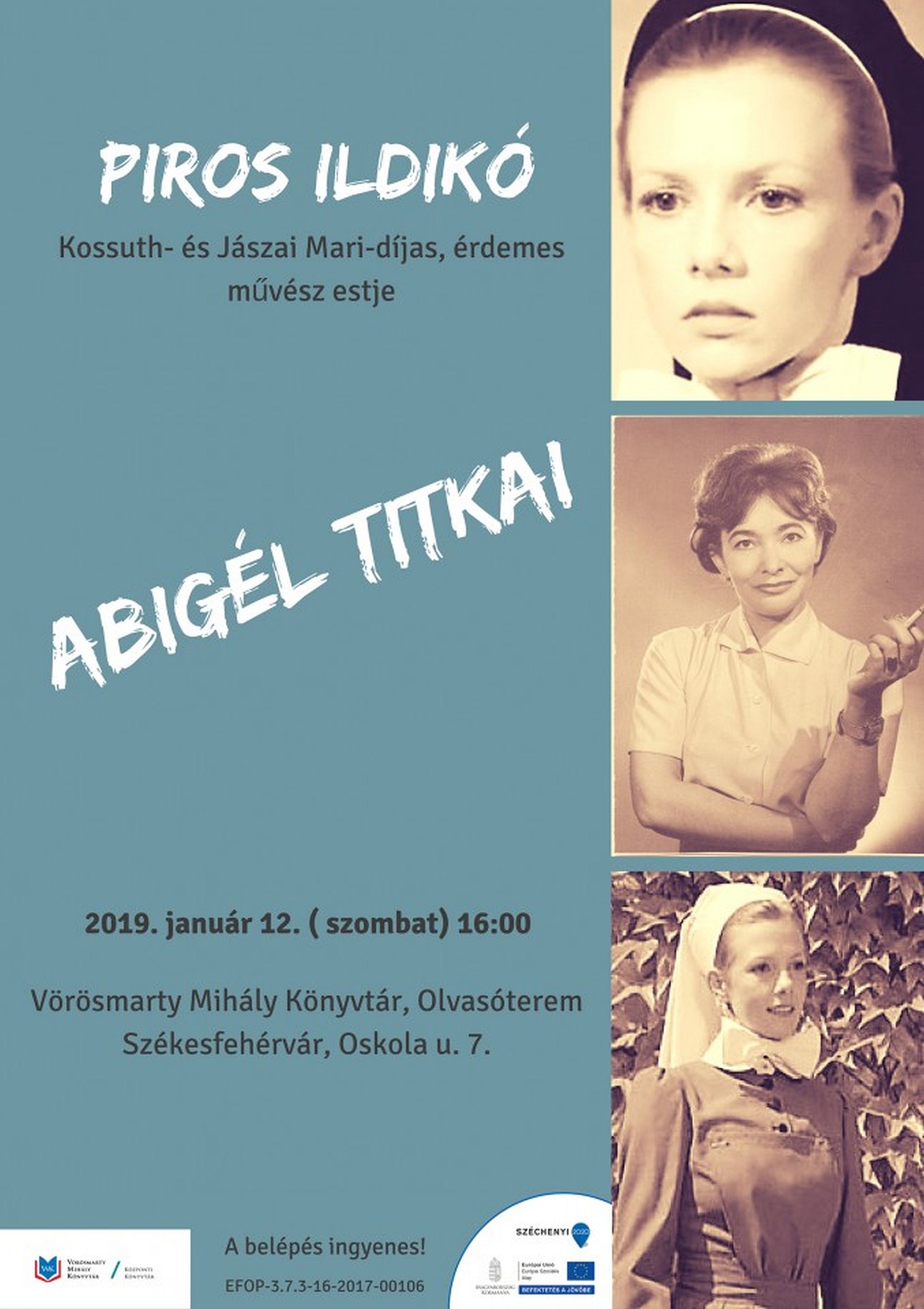 Abigél titkai - Piros Ildikó, Kossuth-díjas színművész estje az Olvasóteremben