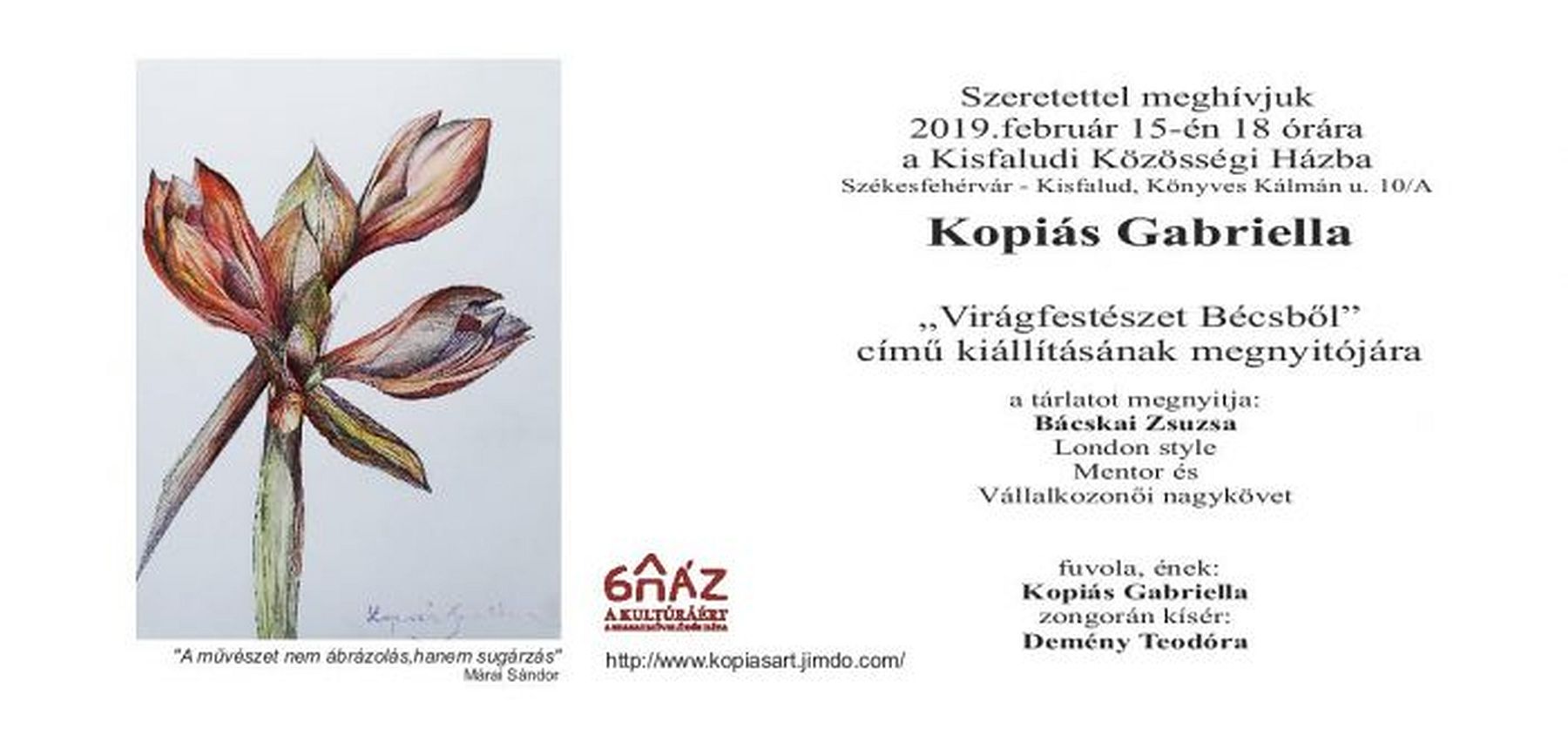 „Virágfestészet Bécsből” - Kopiás Gabriella kiállításának megnyitója a Kisfaludon