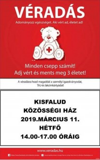 „Minden csepp számít!” - véradás lesz a Kisfaludi Közösségi Házban hétfőn