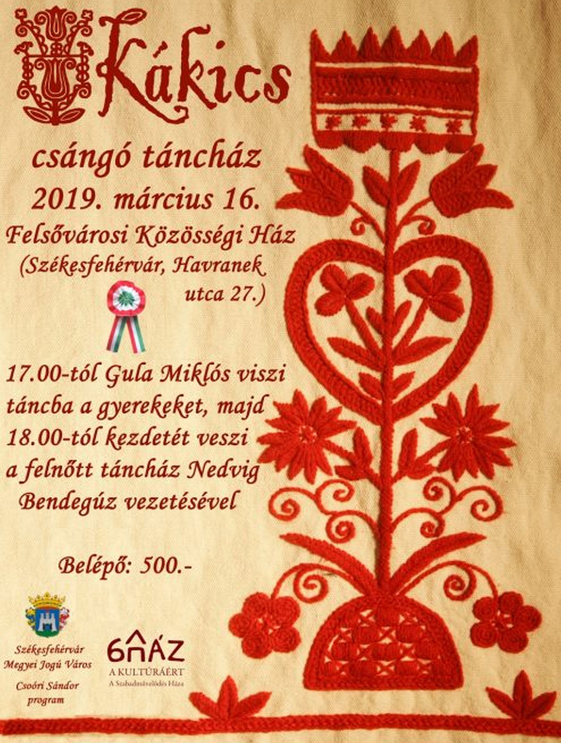 Ünnepi Kákics csángó táncház lesz szombaton a Felsővárosi Közösségi Házban