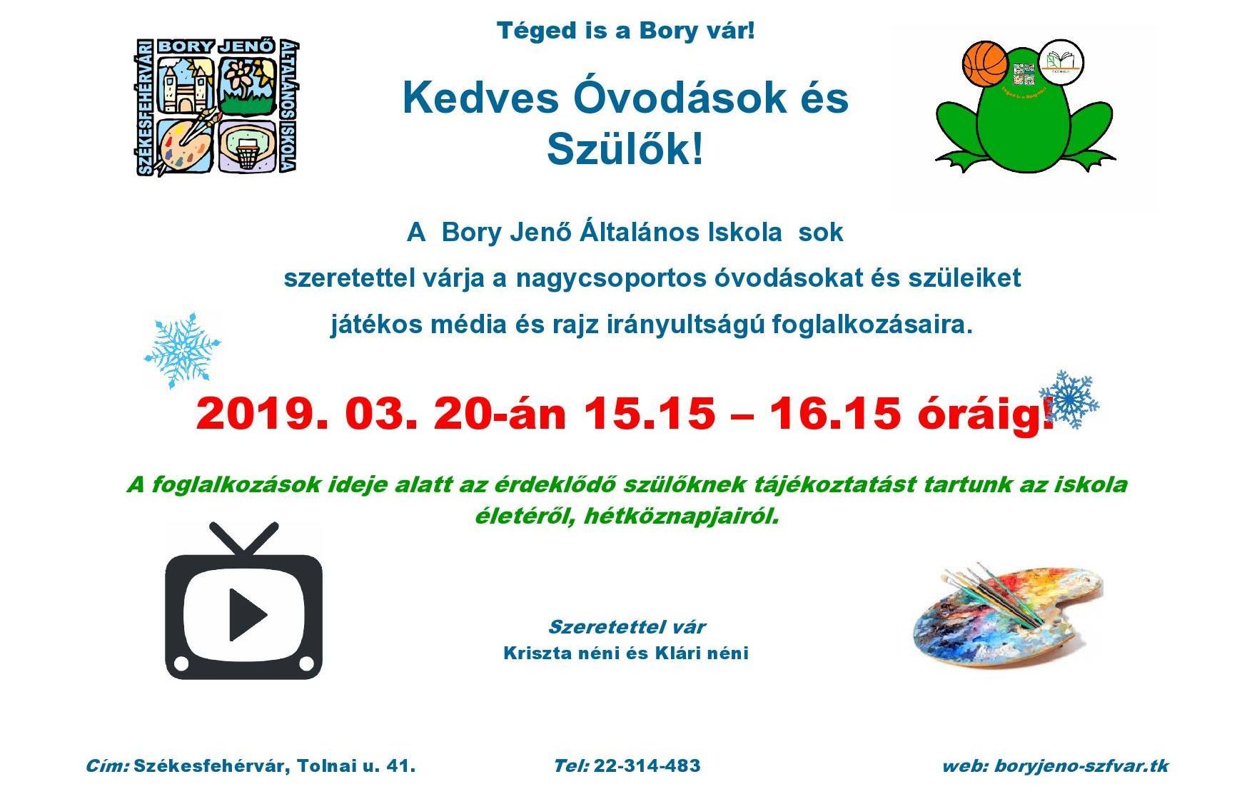 Média- és rajzfoglalkozás lesz leendő elsősöknek a Bory Jenő iskolában