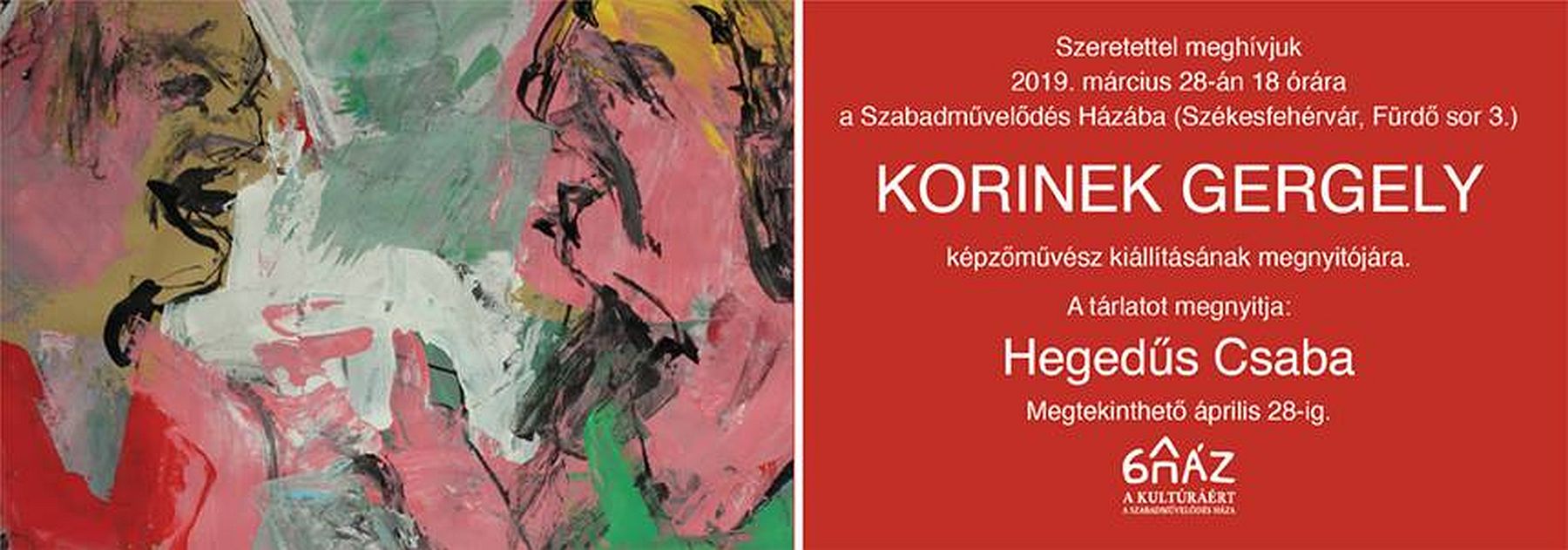 Korinek Gergely, képzőművész kiállítása nyílik A Szabadművelődés Házában