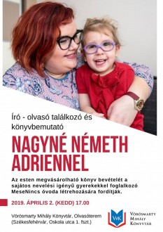 Író-olvasó találkozó és könyvbemutató az Olvasóteremben Nagyné Németh Adriennel