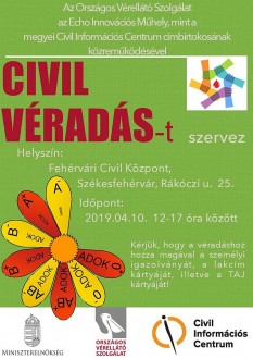 Civil véradó nap lesz április 10-én a Fehérvári Civil Központban