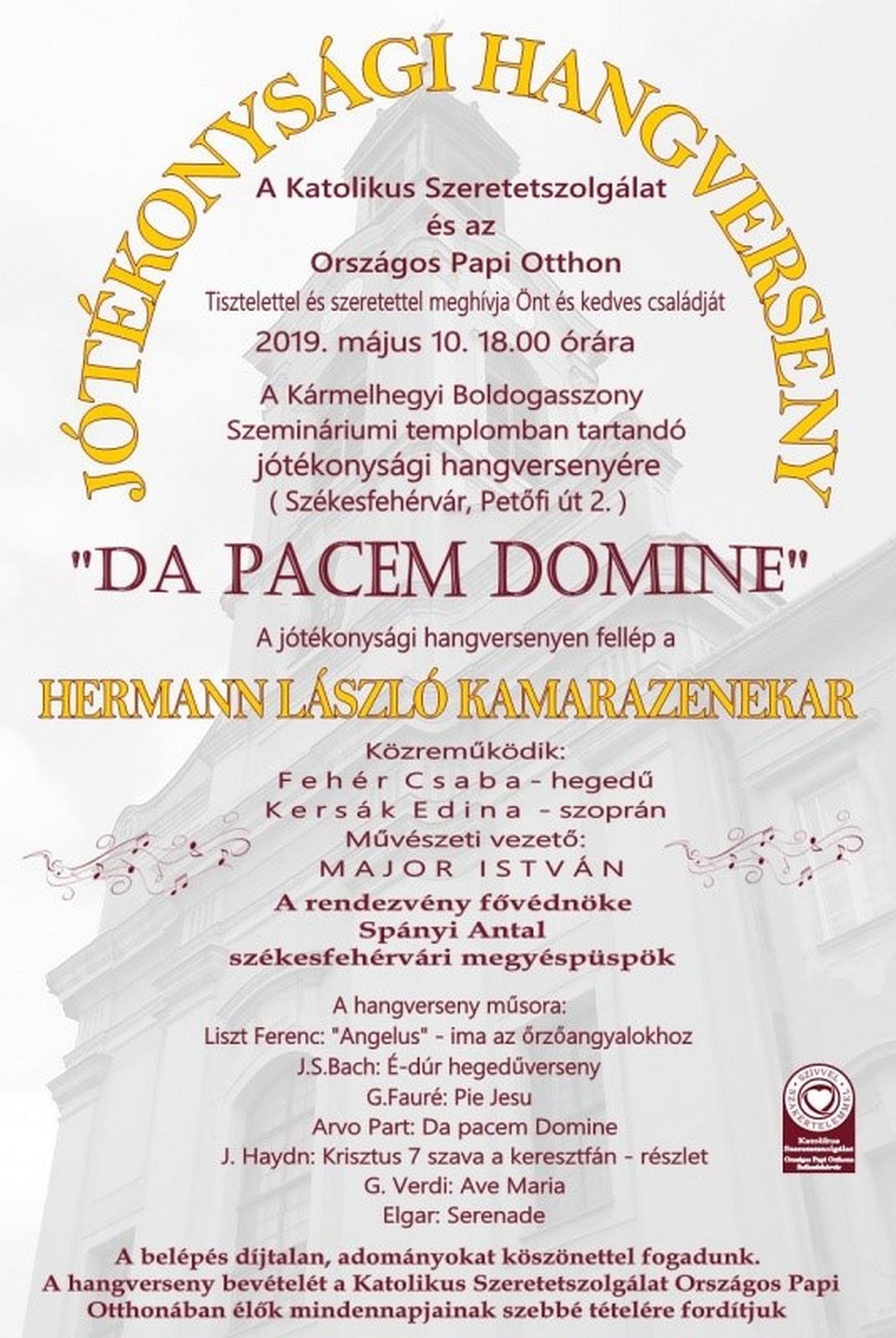 Da pacem domine - jótékonysági koncert a Szemináriumi templomban a papi otthon javára