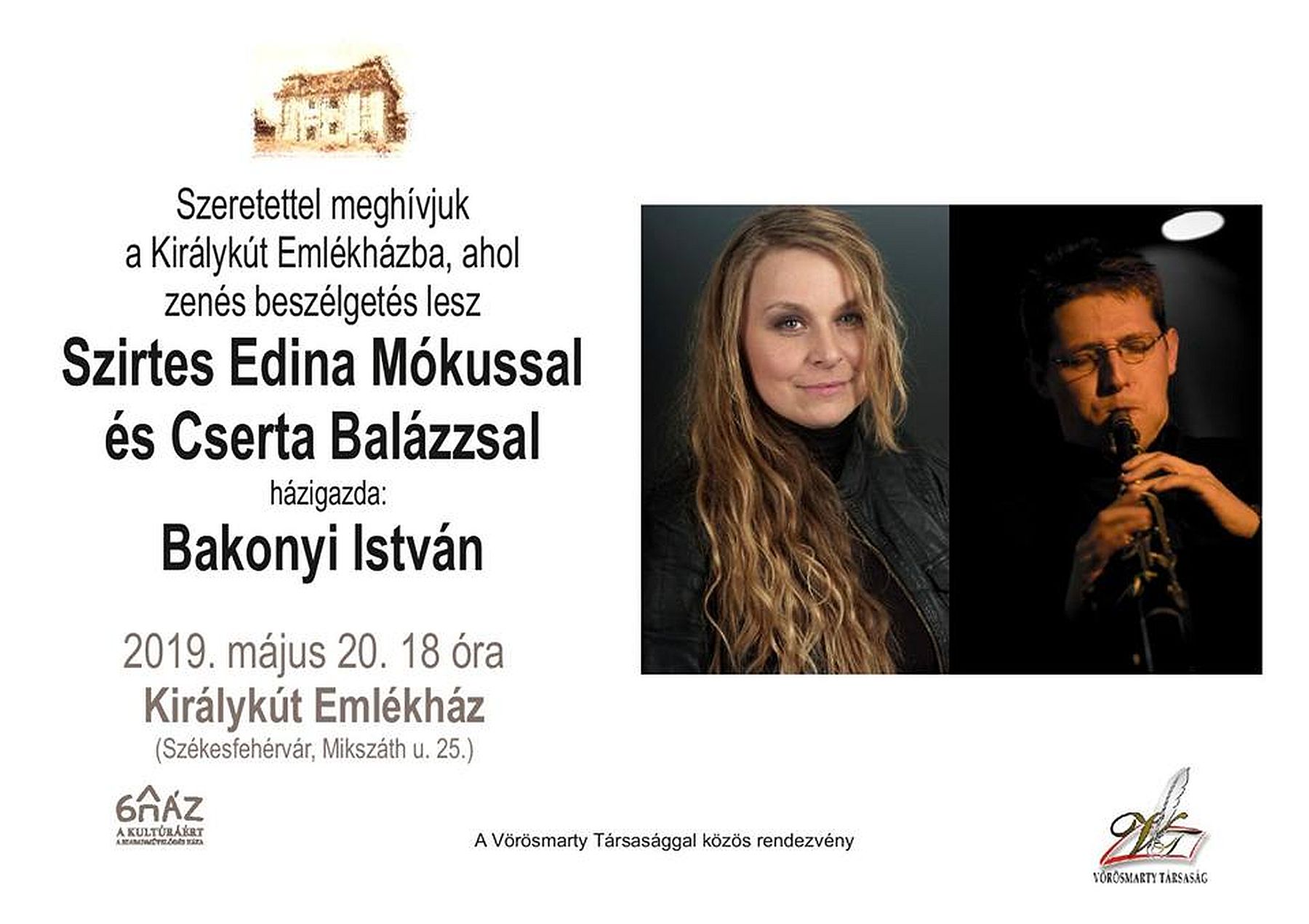 Zenés beszélgetés a Királykút Emlékházban Szirtes Edina Mókussal és Cserta Balázzsal