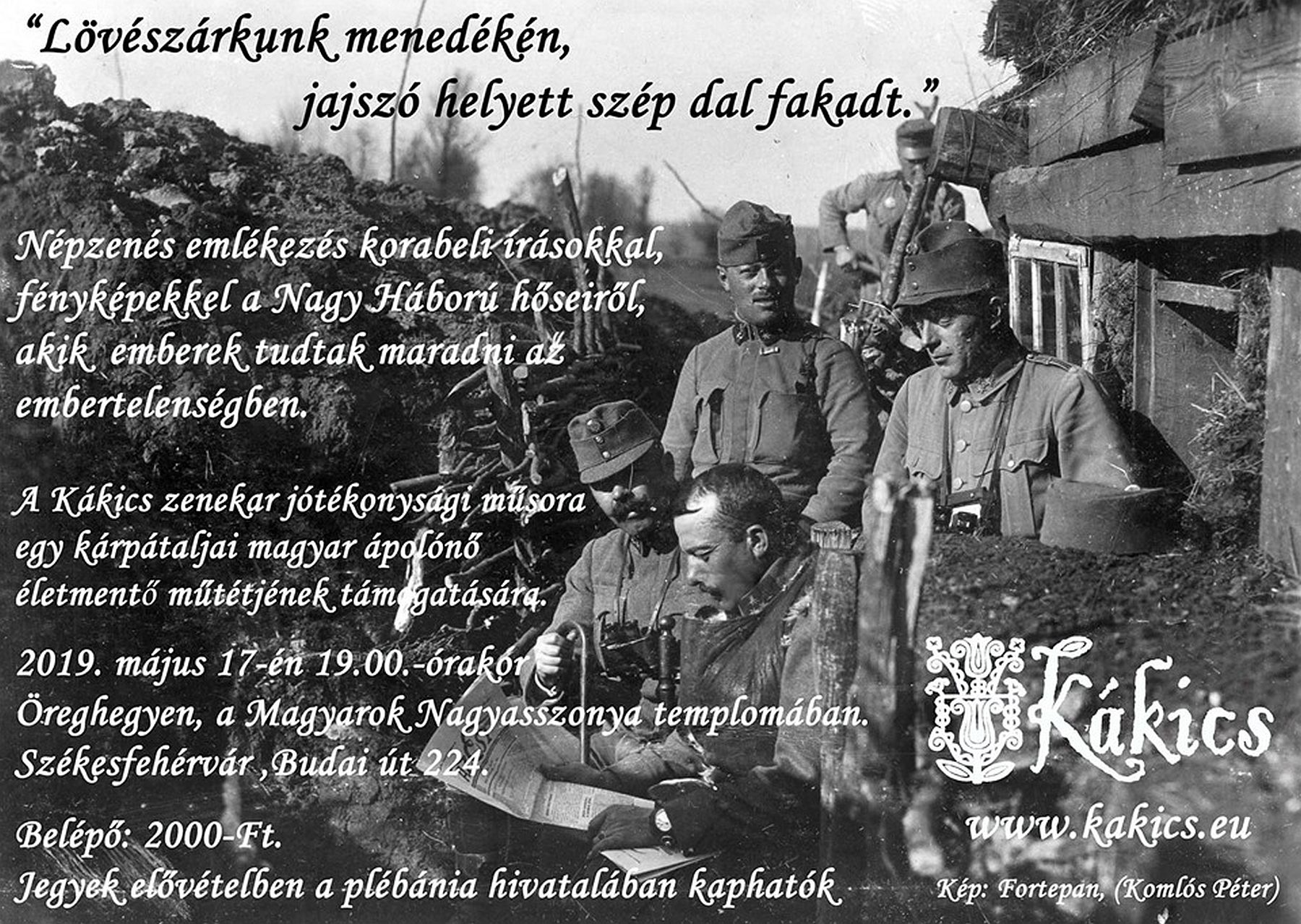 Jótékonysági koncert az Öreghegyi templomban a Kákics együttessel