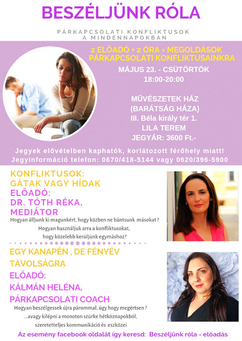 Előadás a párkapcsolati konfliktusokról a Művészetek Házában