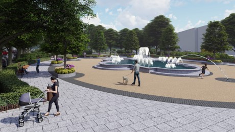 Vízmedencés szökőkút köti össze a Fő utcát a Zichy ligettel