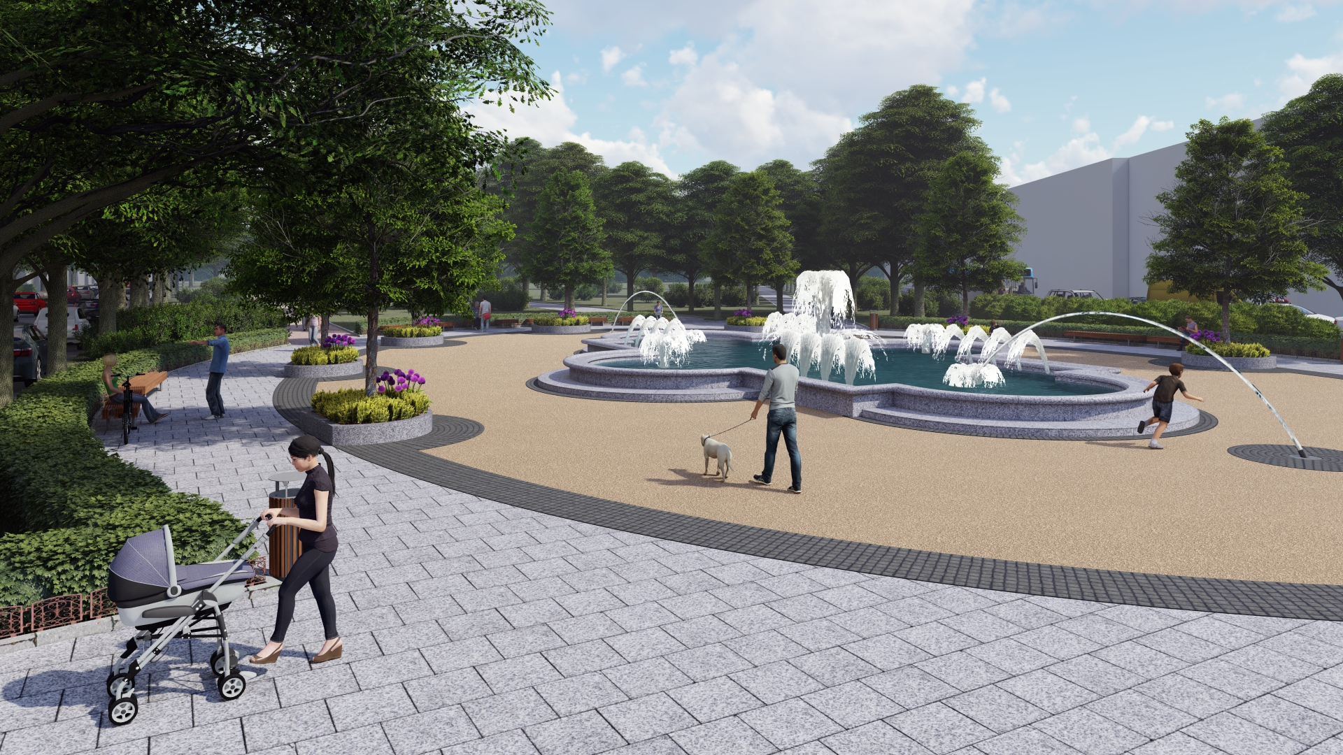 Vízmedencés szökőkút köti össze a Fő utcát a Zichy ligettel