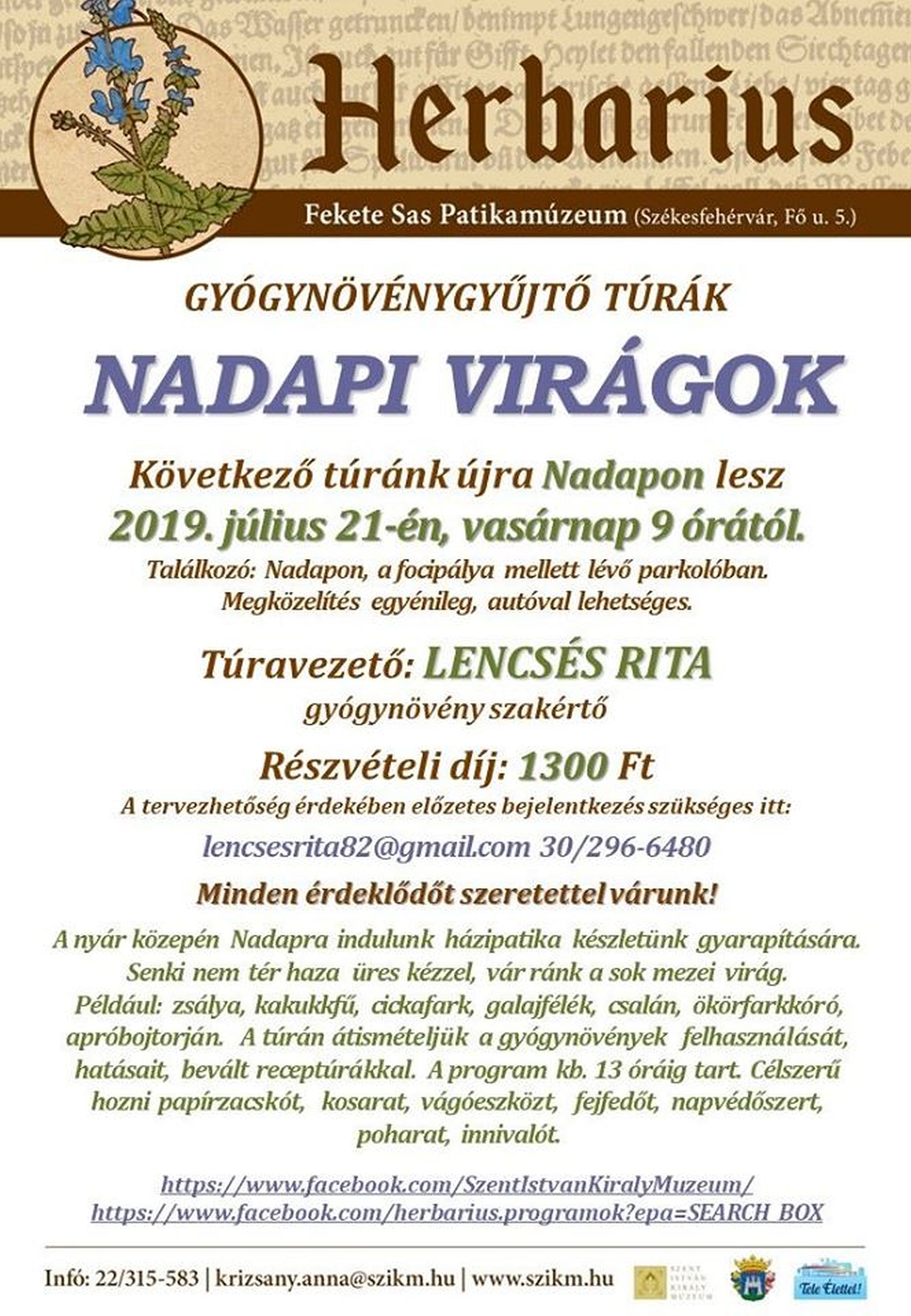 Vasárnap nadapi túrával folytatódnak a Herbarius programok
