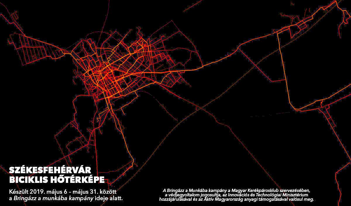 Térképen a legnépszerűbb fehérvári kerékpáros útvonalak