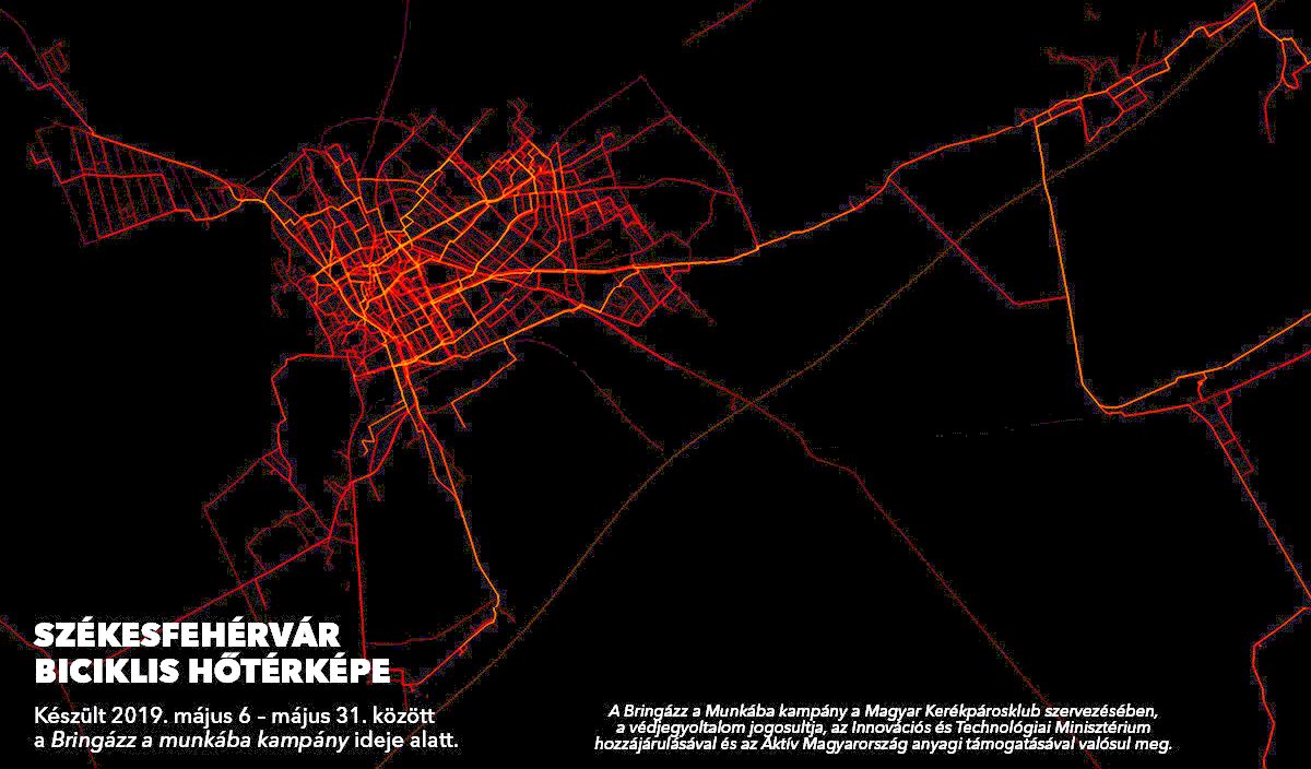 Térképen a legnépszerűbb fehérvári kerékpáros útvonalak