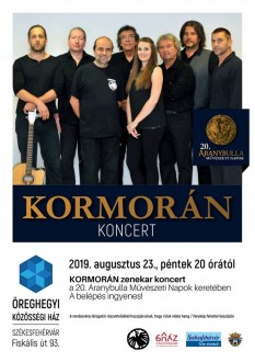 A Kormorán együttes ad koncertet pénteken este az Öreghegyi Közösségi Házban