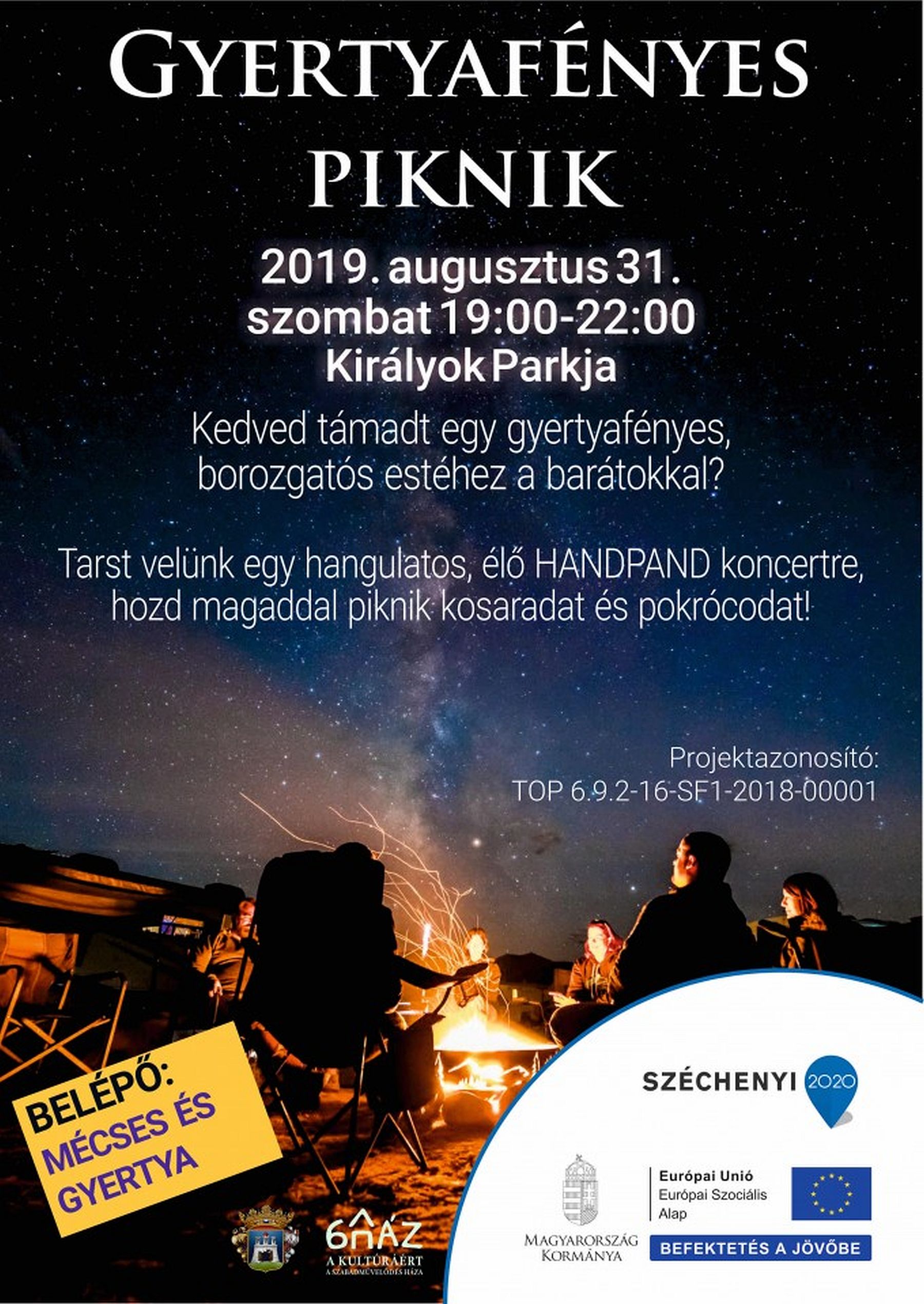 Gyertyafényes piknik a Királyok Parkjában szombaton, élő handpan koncerttel