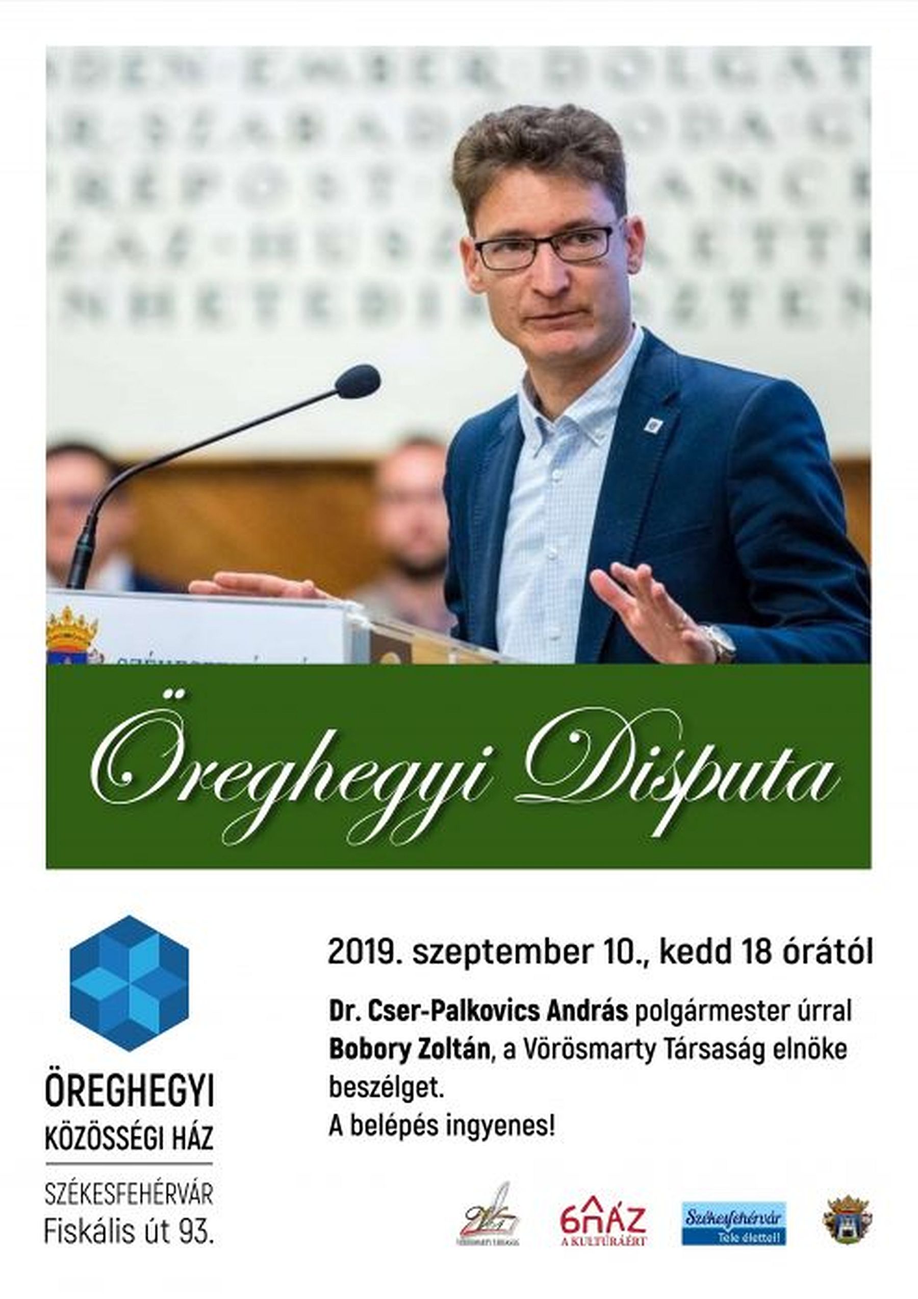 Dr. Cser-Palkovics András, polgármester lesz az Öreghegyi Disputa vendége kedden