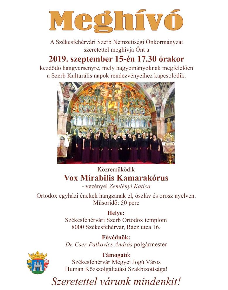Ortodox hangversenyre várja a közönséget a Vox Mirabilis Kamarakórus