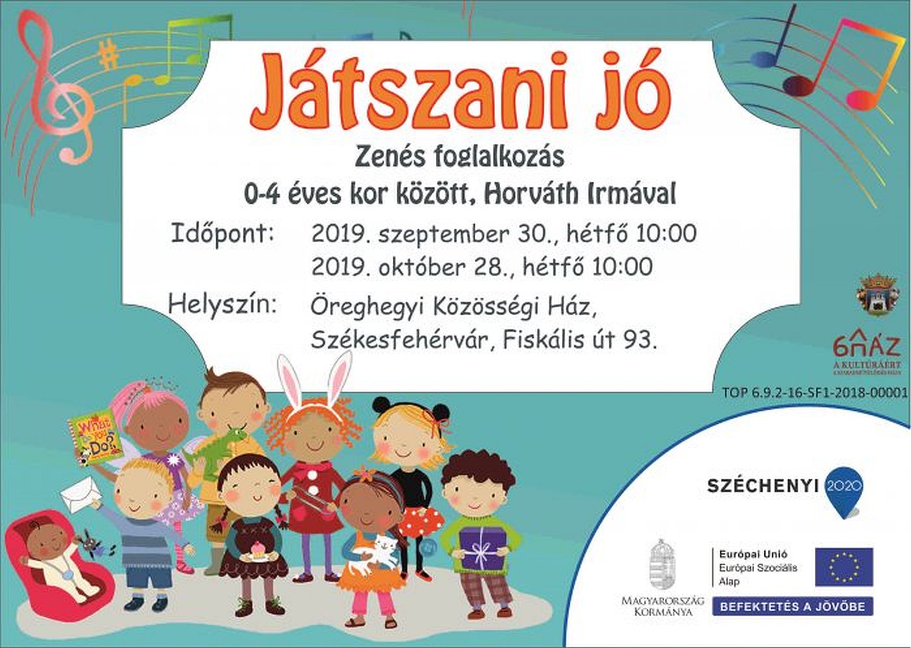 Játszani jó - zenés foglalkozásra hívják a legkisebbeket az Öreghegyi Közösségi Házba