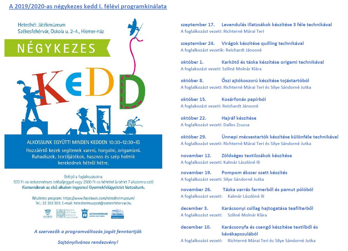 Októberben is Négykezes keddek a Hetedhét Játékmúzeumban