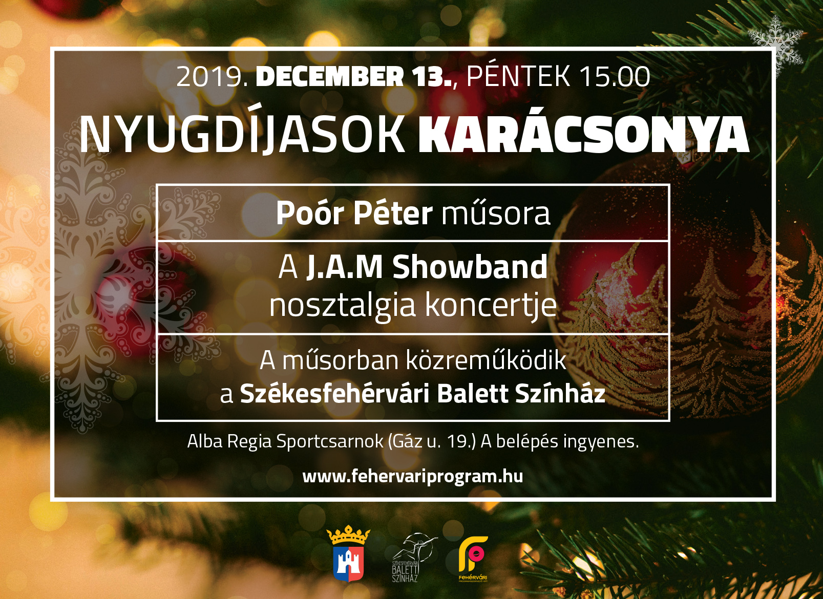 Nyugdíjasok Karácsonya Poór Péterrel Székesfehérváron