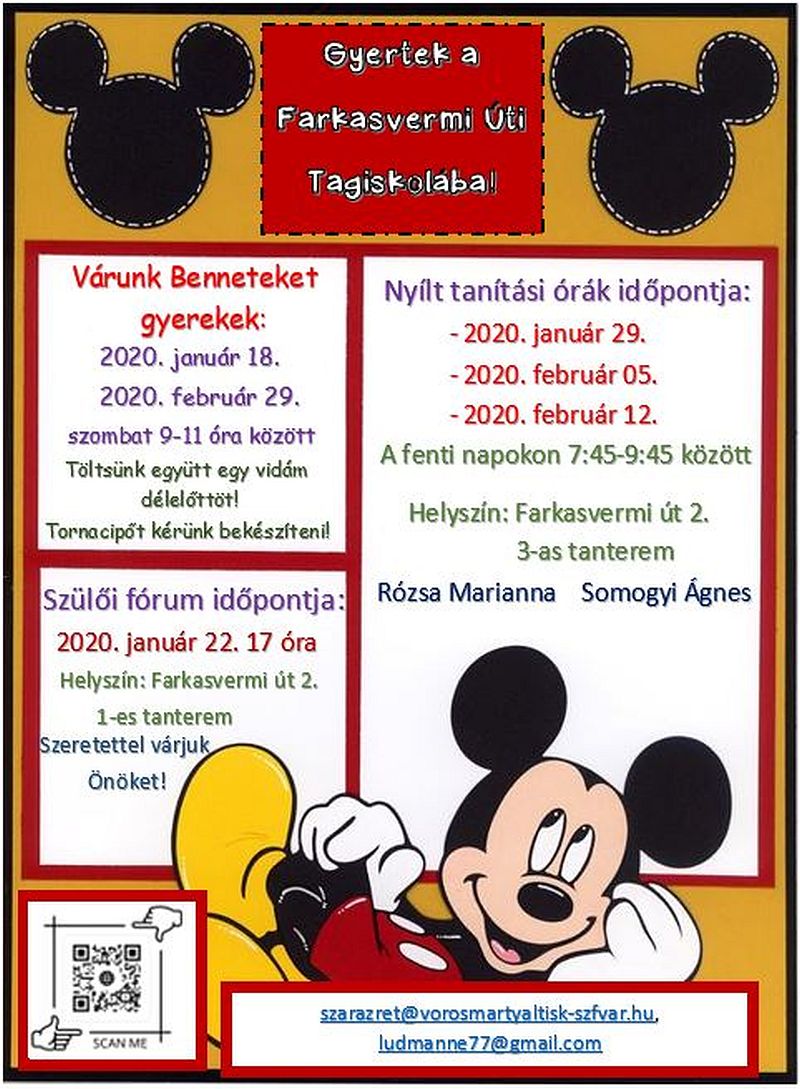 Iskolanyitogató programok a Farkasvermi Úti Tagiskolában