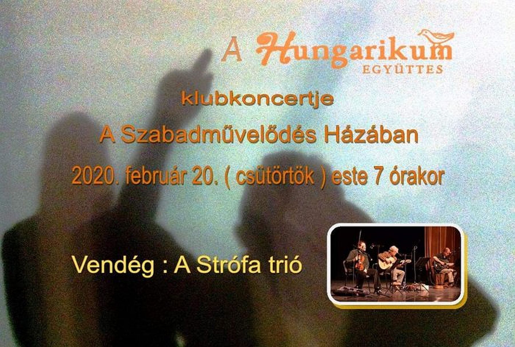 Hungarikum klubkoncert a Strófa trió vendégszereplésével csütörtökön