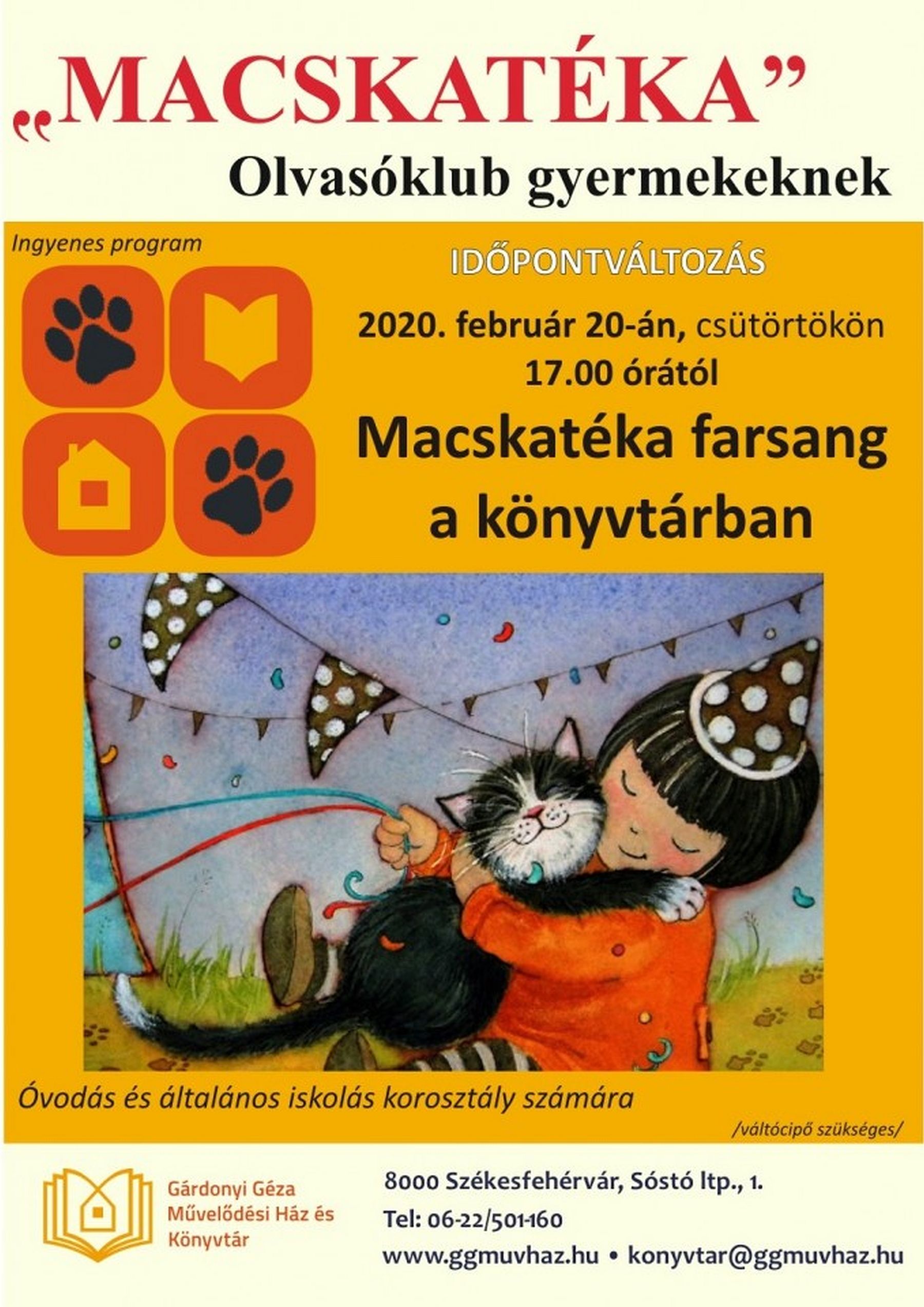 Macskatéka farsangi bál a Gárdonyi Géza Művelődési Ház Könyvtárában csütörtökön