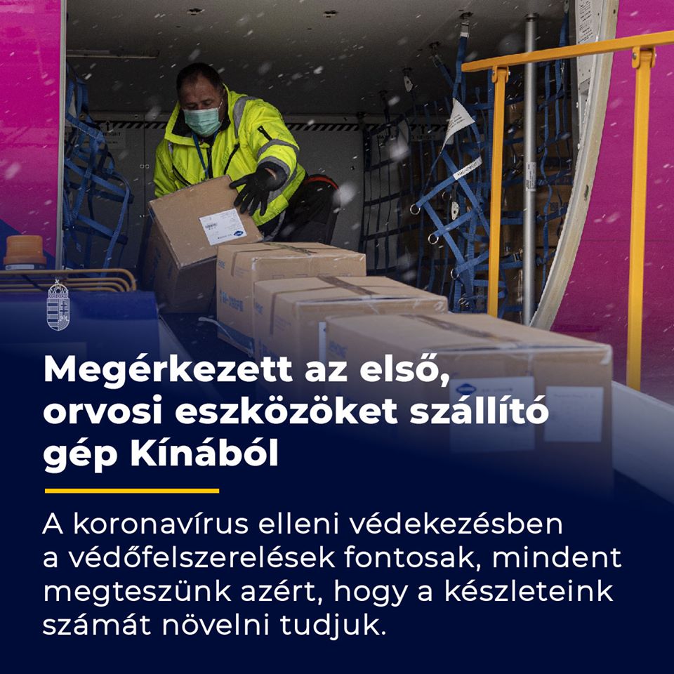 Megérkezett az első, orvosi eszközöket szállító gép Kínából