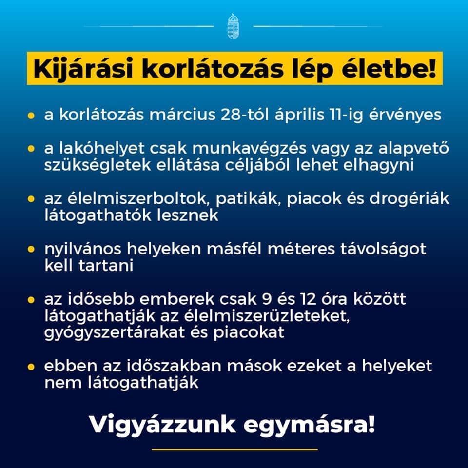 Kijárási korlátozás lesz március 28 és április 11-e között
