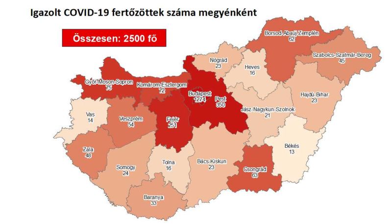 2500-ra nőtt a fertőzöttek száma - Fejér megyében 251 eset van