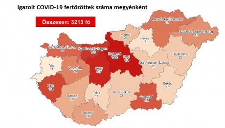 3213 főre nőtt a fertőzöttek száma, Fejérben 317 beteg van