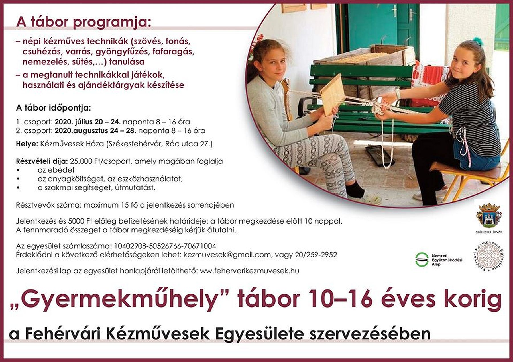 Gyermektáborok és online bemutatók nyáron a fehérvári kézművesekkel